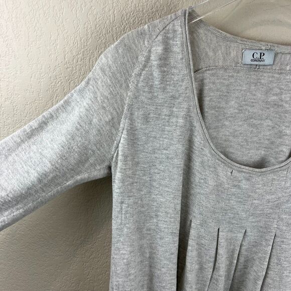 CP Company Cotton Blouse Size 42 L Gray Scoop Neck Pleated Capsule Staple - Picture 7 of 12